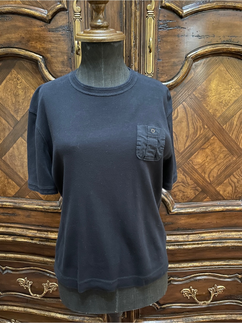 Lauren Ralph Lauren Black Short-Sleeve Crewneck with Chest Pocket